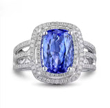 18Kt White Gold 3.84 ct Tanzanite Ring with Diamonds