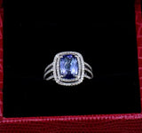 18Kt White Gold 3.84 ct Tanzanite Ring with Diamonds