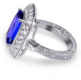 18Kt White Gold 4.87 ct Tanzanite Ring with Diamonds (Unisex)