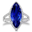 18Kt White Gold 5.02 ct Tanzanite Ring with Diamonds (Unisex)