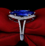18Kt White Gold 5.02 ct Tanzanite Ring with Diamonds (Unisex)