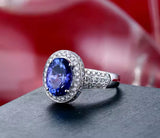 18Kt White Gold 5.19 ct Tanzanite Ring with Diamonds (Unisex)