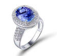 18Kt White Gold 5.19 ct Tanzanite Ring with Diamonds (Unisex)