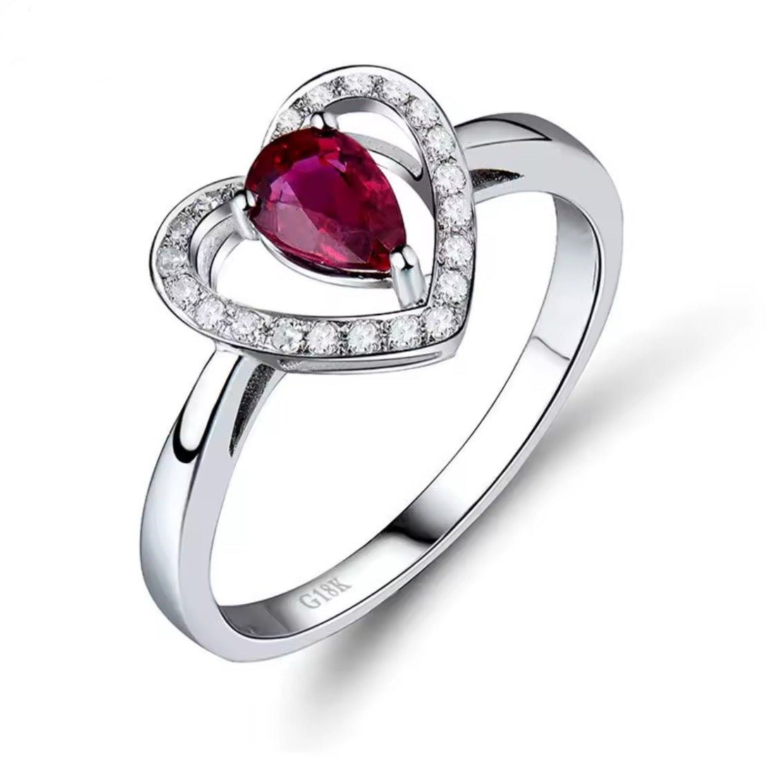 18Kt White Gold Diamond 0.55 ct Ruby Ring
