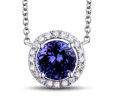 18Kt White Gold Diamonds 1.86 ct Tanzanite Pendant with Chain