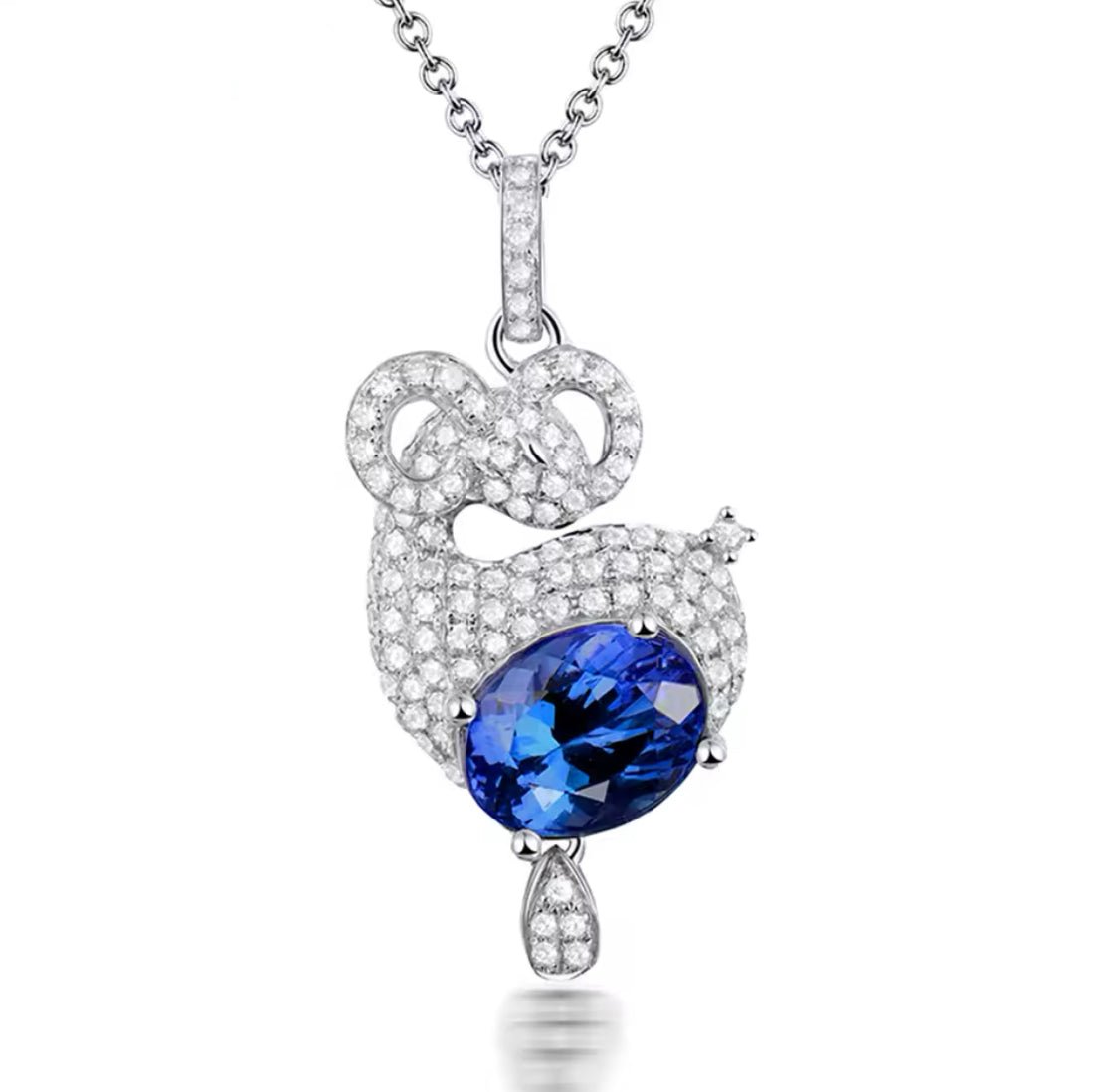 18Kt White Gold Diamonds 2.29 ct Tanzanite Pendants