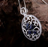 18Kt White Gold Diamonds 2.45 ct Sapphire Pendant