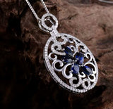 18Kt White Gold Diamonds 2.45 ct Sapphire Pendant
