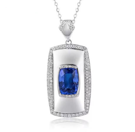 18Kt White Gold Diamonds 2.80 ct Tanzanite Pendants (Unisex)