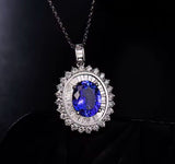 18Kt White Gold Diamonds 4.39 ct Tanzanite Pendants