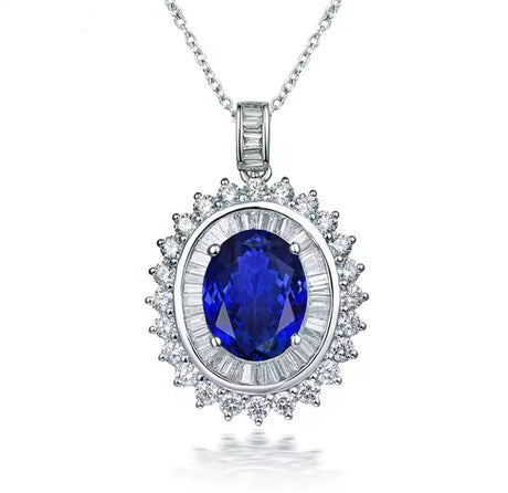 18Kt White Gold Diamonds 4.39 ct Tanzanite Pendants