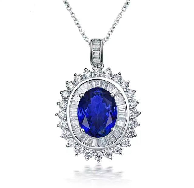 18Kt White Gold Diamonds 4.39 ct Tanzanite Pendants