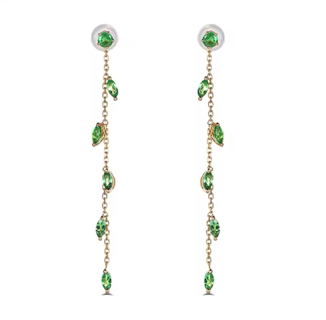 18Kt Yellow Gold 1.10 ct Tsavorite Earrings