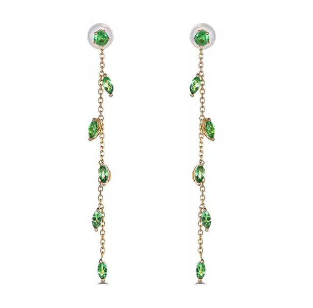 18Kt Yellow Gold 1.10 ct Tsavorite Earrings