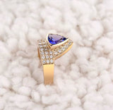 18Kt Yellow Gold 1.46 ct Tanzanite Ring with Diamonds (Unisex)