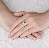 18Kt Yellow Gold 1.46 ct Tanzanite Ring with Diamonds (Unisex)