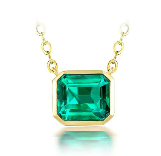 18Kt Yellow Gold 1.60 ct Emerald Pendant with Chain (Unisex)
