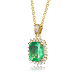 18Kt Yellow Gold Diamond & 1.50 ct Emerald Pendant