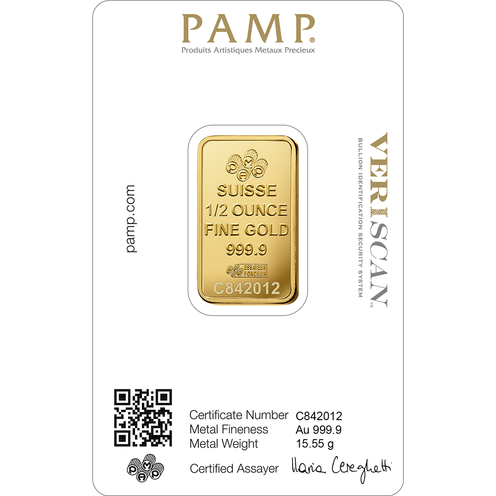 1/2 oz Gold Minted Bar – PAMP Suisse (Lady Fortuna)