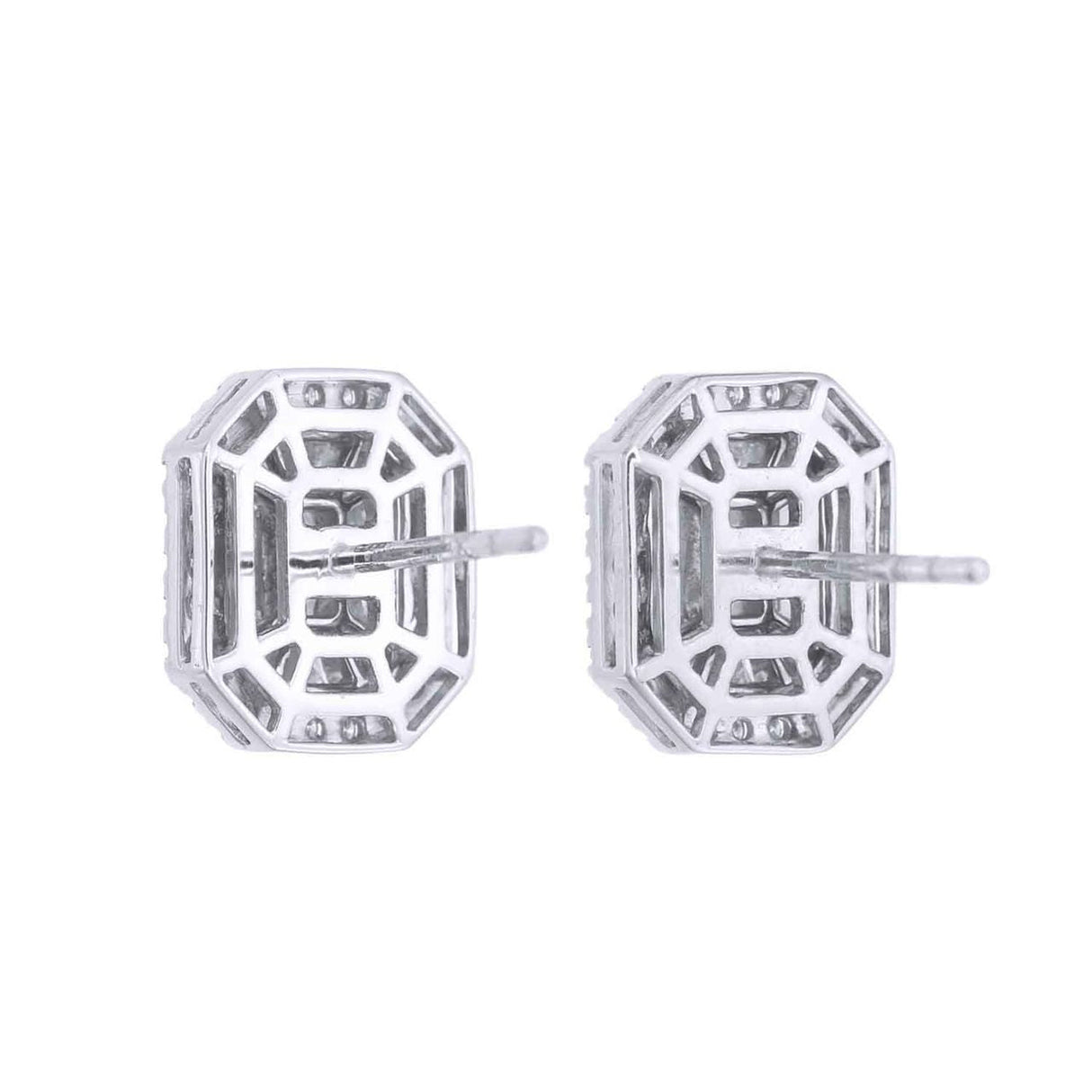 2 ct Face Up Piecut Diamond Earrings – 18K White Gold