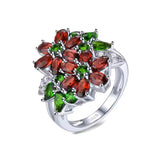 Silver 2.20 ct Chrome Diopside / Garnet Ring