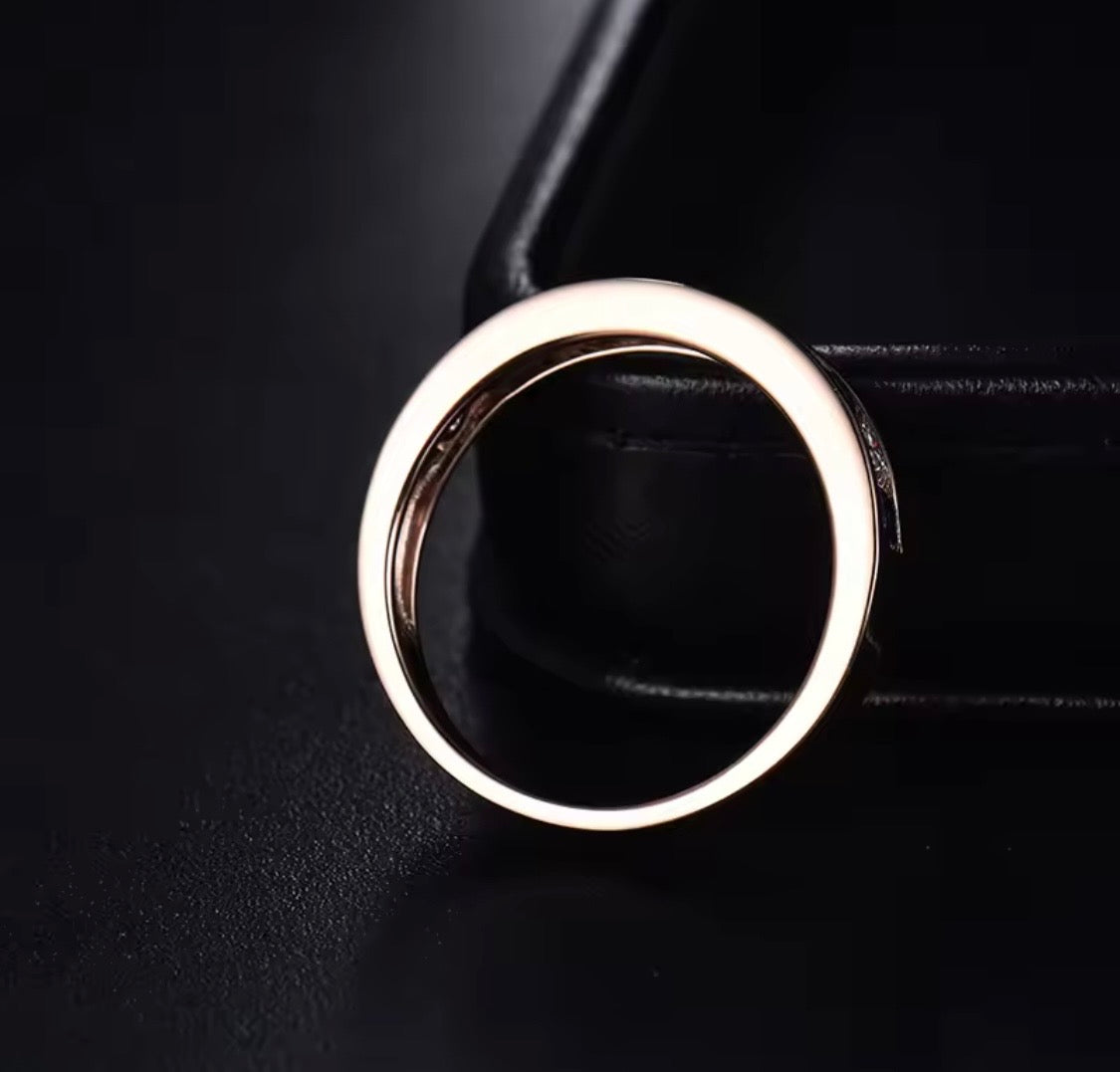 18K Rose Gold Sapphire Diamond Band Ring 0.50 ct – Round Cut (Unisex Eternity Style)