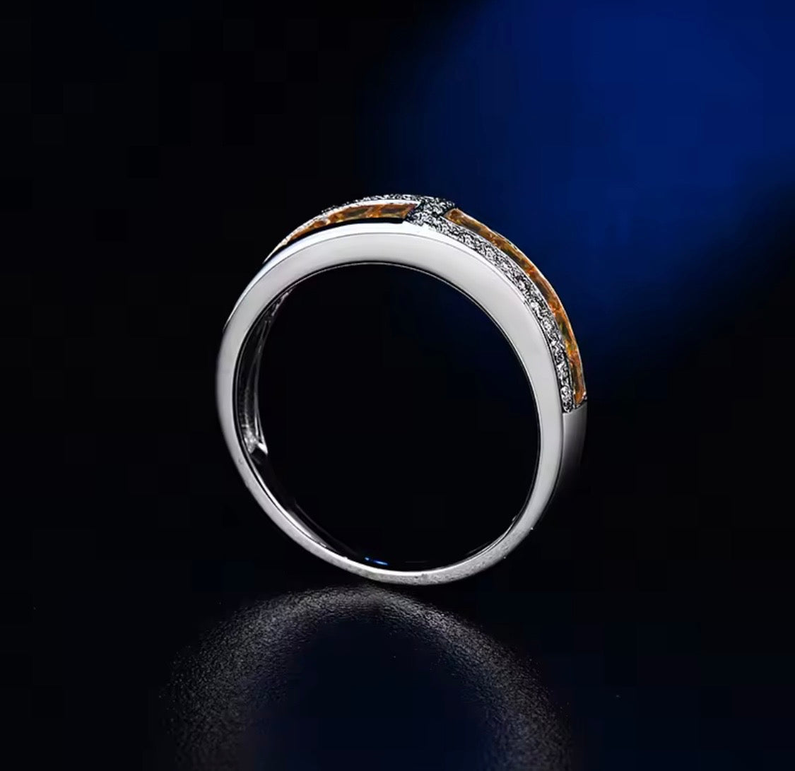 14K White Gold Yellow Sapphire Diamond Band Ring 1.17 ct – Unisex Eternity Style