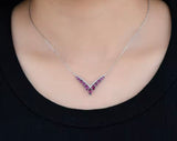 Silver 2.50 Rhodolite Garnet Necklace