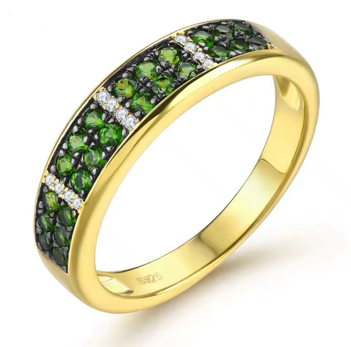 Unisex Silver 0.80 ct Chrome Diopside Ring