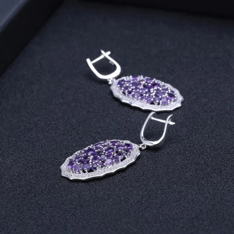 Silver 9.49 ct Amethyst Earrings