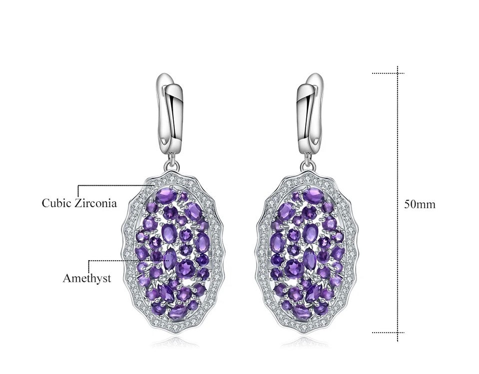 Silver 9.49 ct Amethyst Earrings