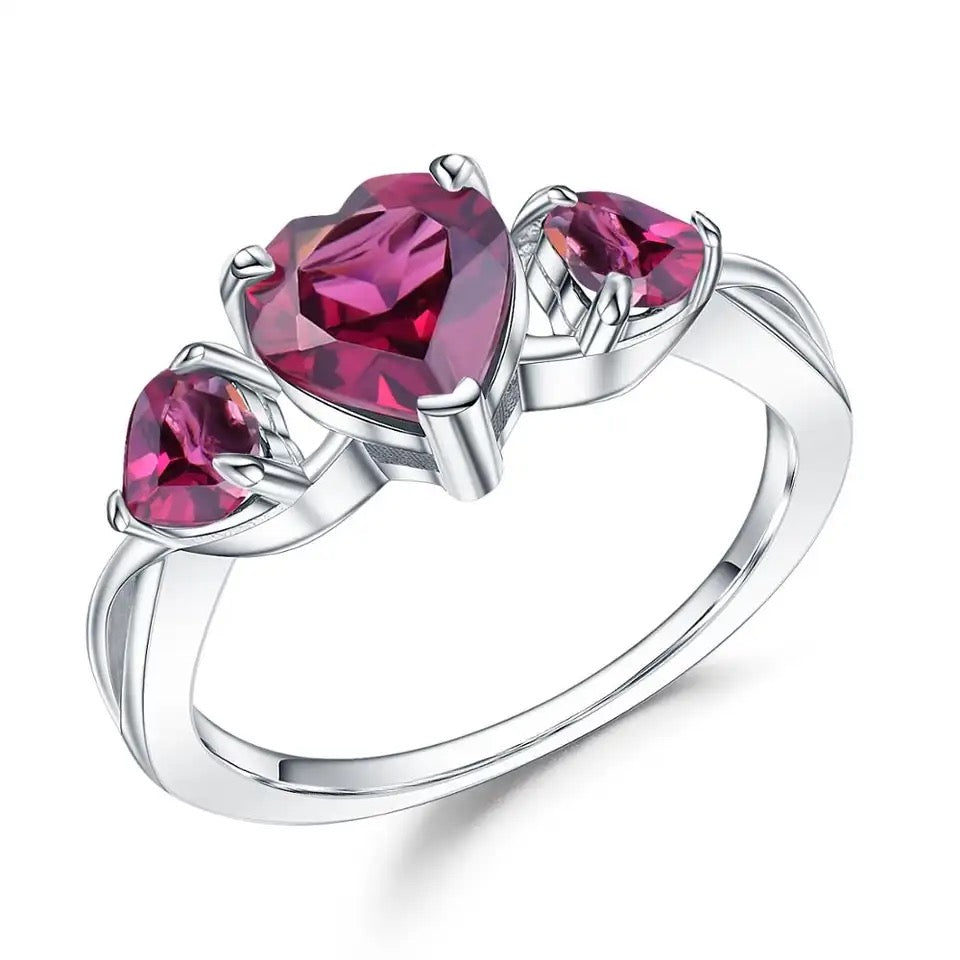 Silver Ring 2.06 ct Rhodolite Garnet