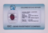 Natural almandine garnet, 5.28 carats, oval cut, IF clarity, untreated, dark orangy red, ČGL certified