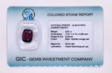 Natural almandine garnet, 5.67 carats, cushion cut, VVS clarity, untreated, dark orangy-red, ČGL certified