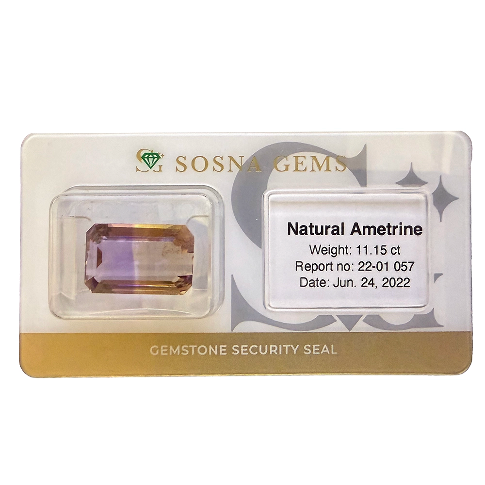 Natural Ametrine 11.15 ct – Light Violetish Purple, Cut-Cornered Rectangular, Untreated, Bolivia