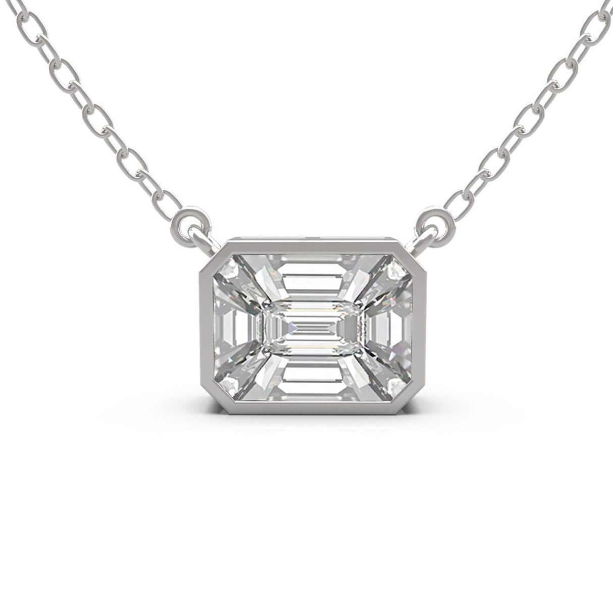 Bezel - Set Illusion Diamond Necklace 0.40 ct – 18K White - Gold with chain