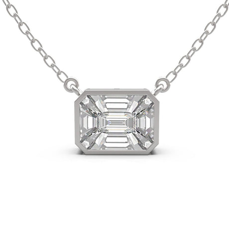 Bezel - Set Illusion Diamond Necklace 0.40 ct – 18K White - Gold with chain