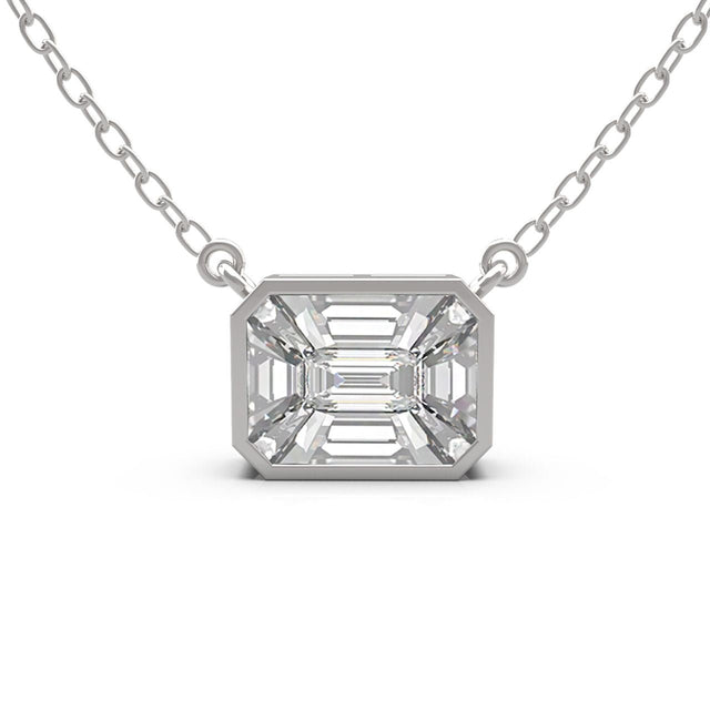 Bezel - Set Illusion Diamond Necklace 0.40 ct – 18K White - Gold with chain