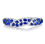 Blue Sapphire & Diamond Bangle – 18K White Gold, 14.64 g