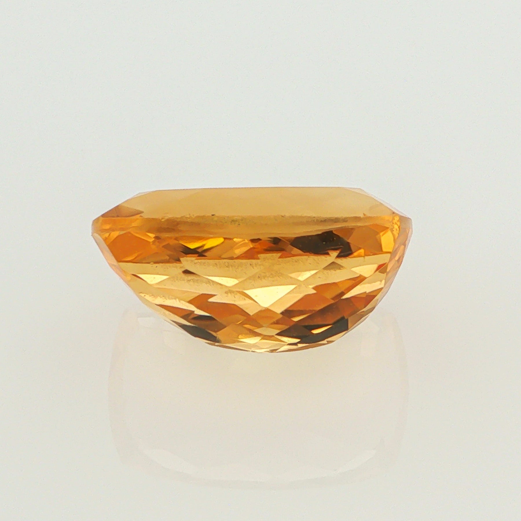 Natural heated citrine, orangy yellow, cushion cut, 12.05 ct, loose gemstone, view 3.