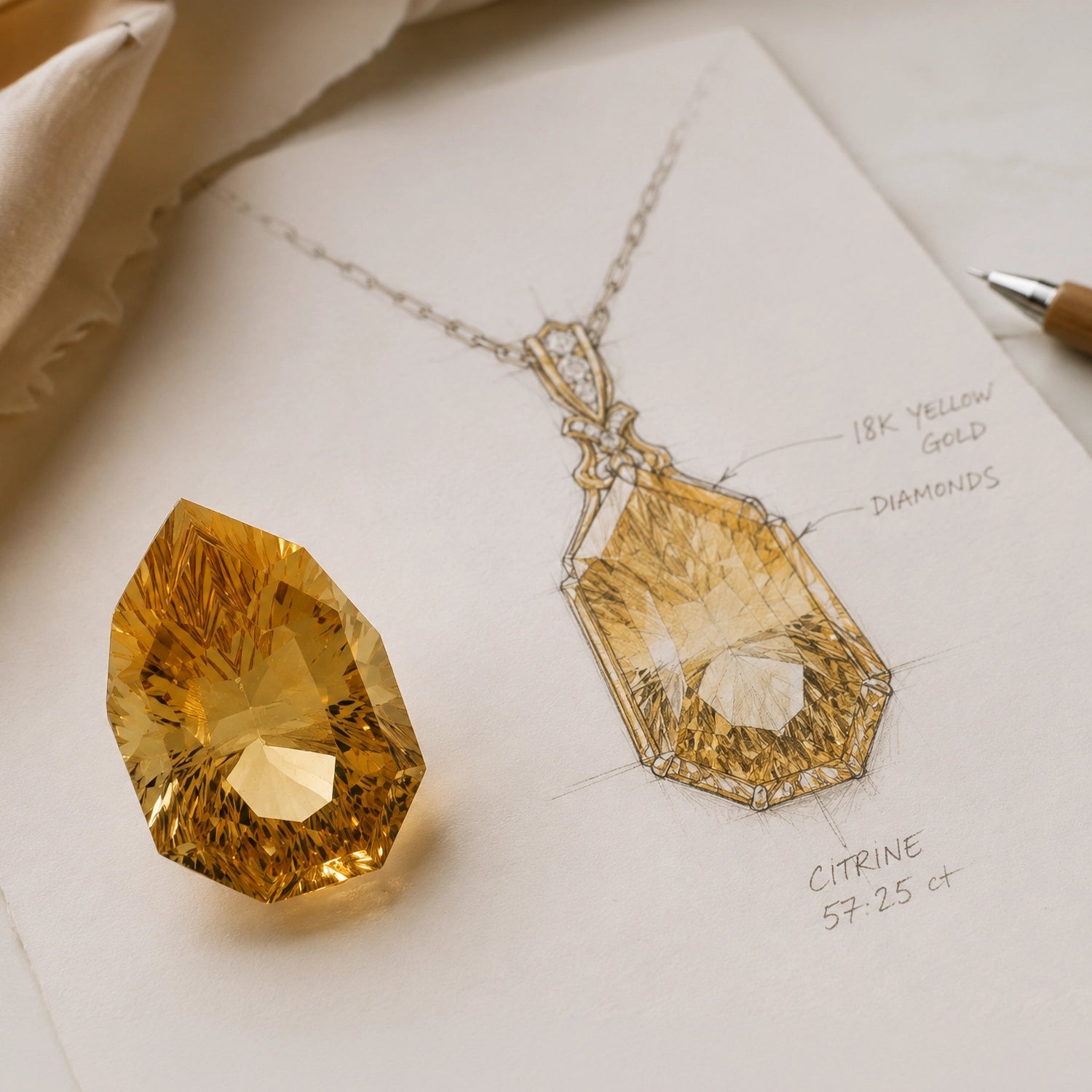 Natural citrine, pear cut, 57.25 ct, loose gemstone, view 7.