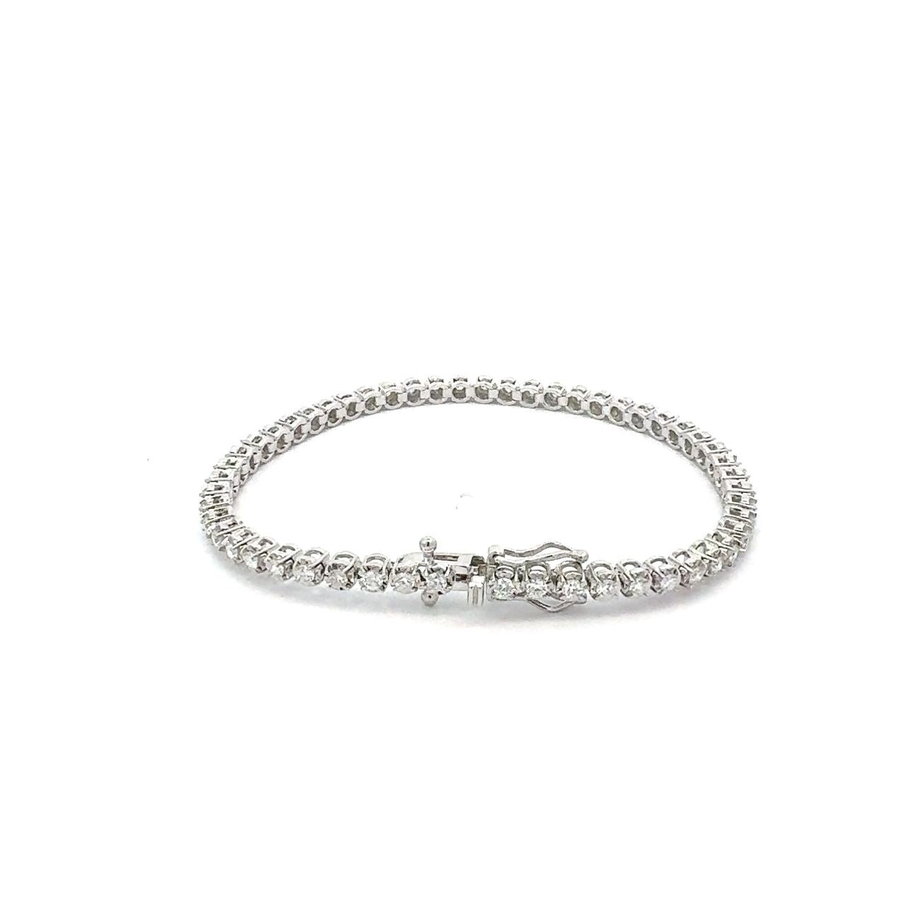 Diamond Illusion Tennis Bracelet 1.45 ct – Round Cut, 18K White Gold