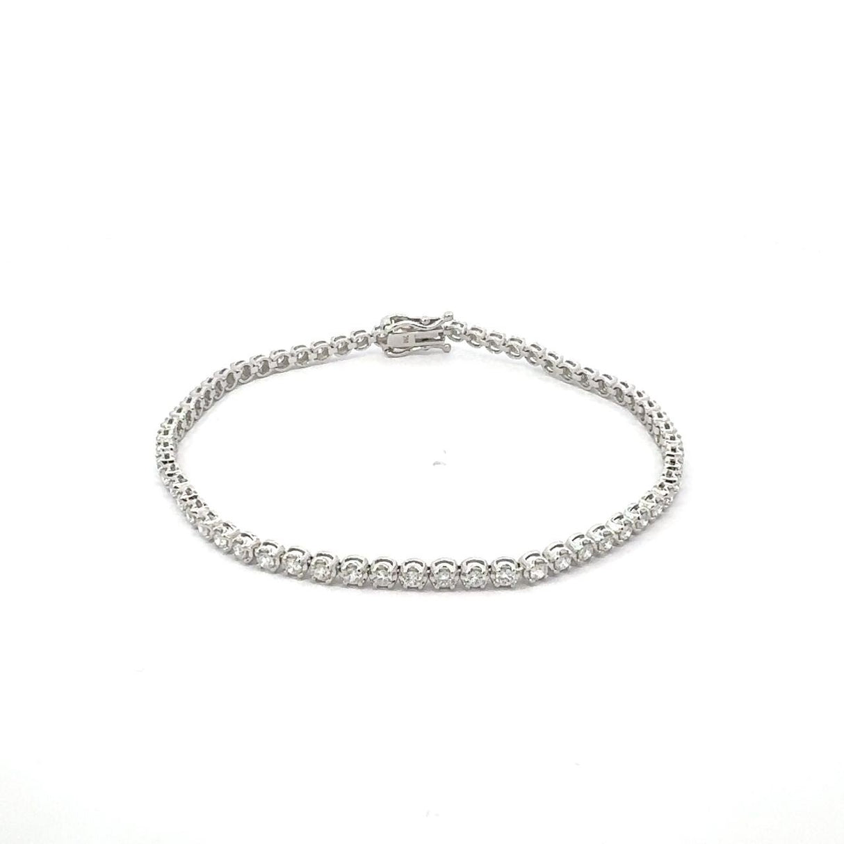 Diamond Tennis Bracelet 1.70 ct – Round Cut, 18K White Gold