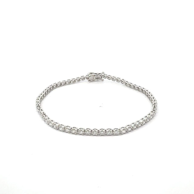 Diamond Tennis Bracelet 1.70 ct – Round Cut, 18K White Gold