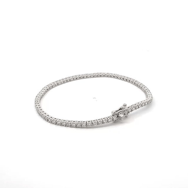 Diamond Tennis Bracelet 2.86 ct – Round Cut, 18K White Gold