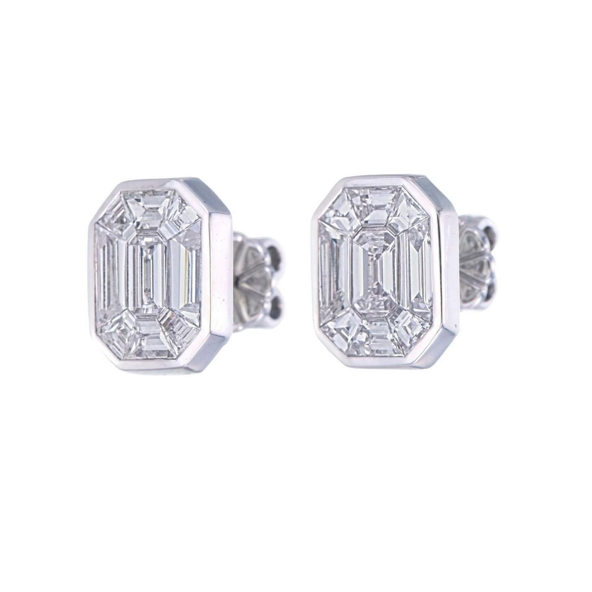 Emerald Cut Diamond Stud Earrings 2.40 ct – 18K White Gold