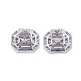 Halo Piecut Diamond Earrings 1.36 ct – 18K White Gold