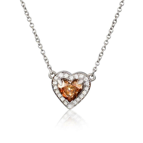 Heart - Shaped Champagne Diamond Pendant 0.86 ct – GIA, 18K White Gold
