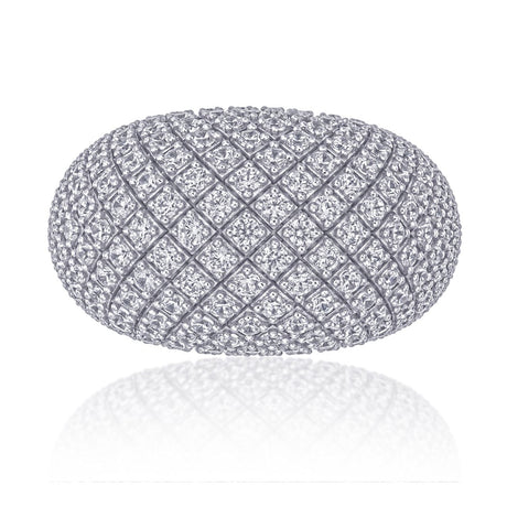 Iconic Pavé Diamond Dome Ring – 5.65 ct, 18K White Gold - Ring size 6.5