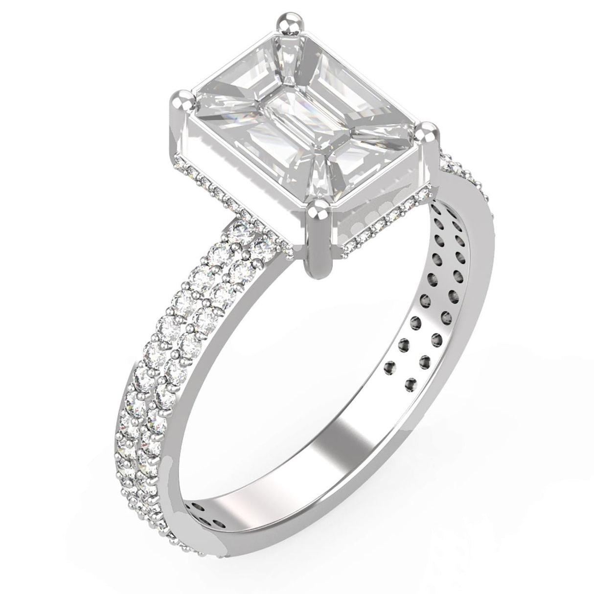 Illusion Diamond Ring – 1.47 ct Total, 18K White Gold - Ring size 7